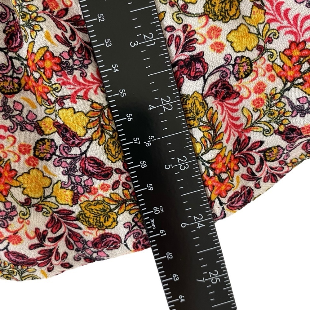 Old Navy Womens Blouse Size Small Ditzy Floral Smocked Waist Ruffle Boho Peasant - Picture 10 of 12